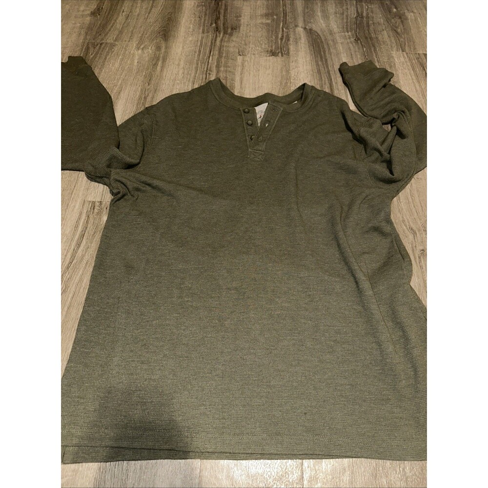 Red Head Brand Co Men's XL Green Thermal Long Sleeve Waffle Knit Henley Outdoors